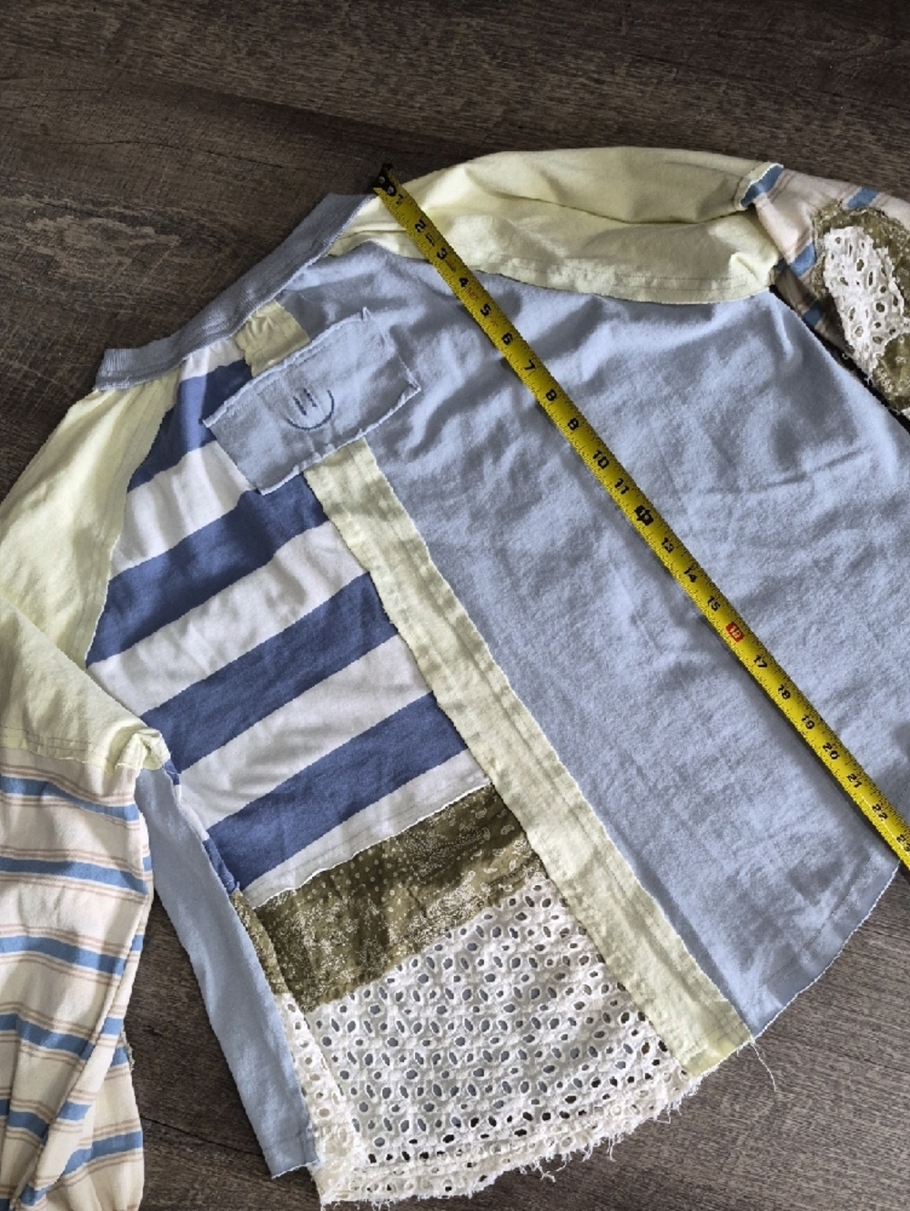 Oli & Hali Blue and Cream Patchwork Floral Long-Sleeve Top - Picture 5 of 8